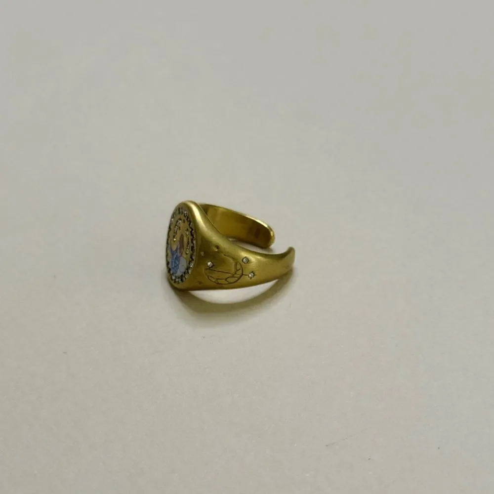 Gold Zodiac Ring with Crystals #1791